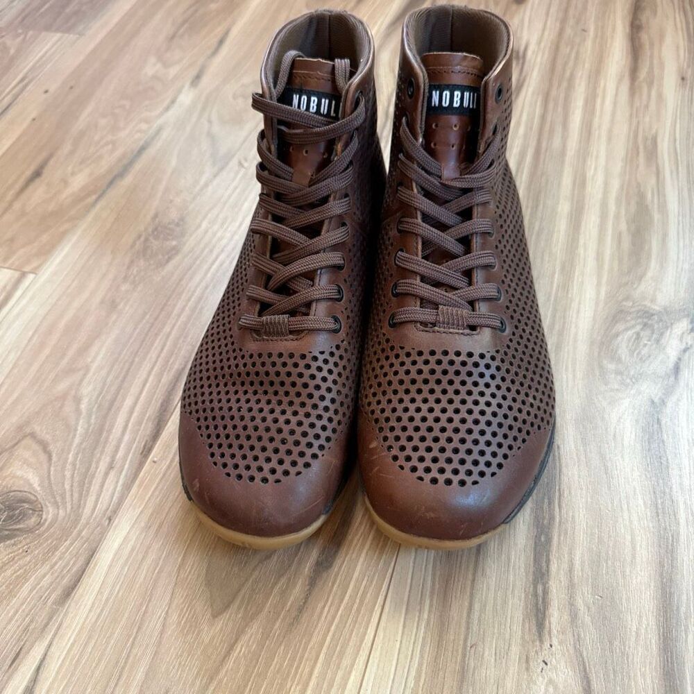 NOBULL Men’s Brown Perforated High-Top Coffee Leather Trainer Sneakers Shoes Siz - Picture 4 of 8
